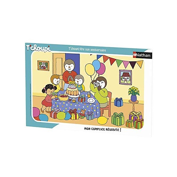 Nathan - Puzzle Enfant - Cadre 15 pièces - Tchoupi fête son anniversaire - Fille ou garçon dès 3 ans - Puzzle de qualité sup
