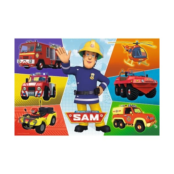 Trefl- Fahrzeuge des Feuerwehrmanns, Fireman 100 Pièces pour Enfants à partir de 5 Ans Puzzle, TR16354, Véhicules de Sam Le P