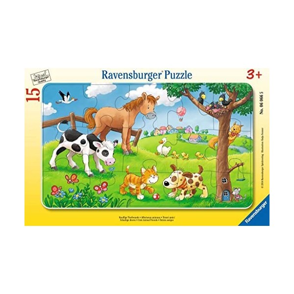 Ravensburger - Puzzle Enfant - Puzzle cadre 15 p - Affectueux animaux - Dès 3 ans - 06066