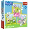 Trefl- Peppa Pig de 20 à 50 Pièces 3 Sets pour Enfants à partir de 3 Ans Puzzle, TR34849, Joyeux Jour de Peppa Peppa Pig