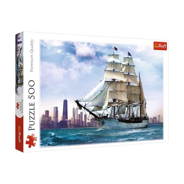 Trefl 500 Pièces Qualité Premium pour Adultes et Enfants à partir de 10 ans Puzzle, 37120, Voilier sur le Fond de Chicago