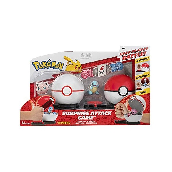 Pokemon Jeu dattaque Surprise avec Squirtle et Jigglypuff - 2 balles dattaque Surprise - 6 disques dattaque - Jouets pour 