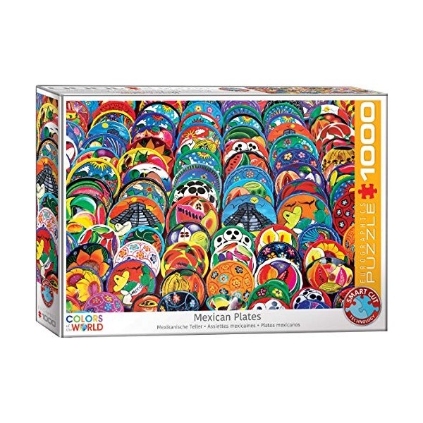 EuroGraphics- Assiettes en céramique Mexicaine Puzzle, 6000-5421, Coloris Assortis, 1000