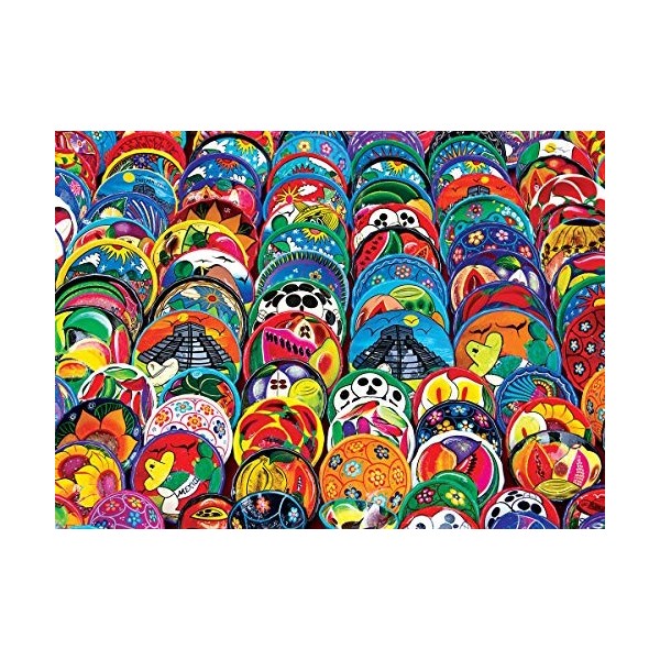 EuroGraphics- Assiettes en céramique Mexicaine Puzzle, 6000-5421, Coloris Assortis, 1000