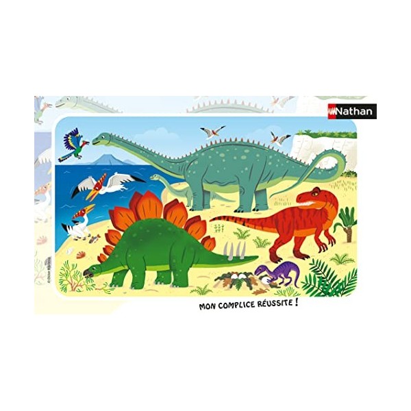 Nathan - Puzzle Enfant - Cadre 15 pièces - Les dinosaures du Jurassique - Fille ou garçon dès 3 ans - Puzzle de qualité supér