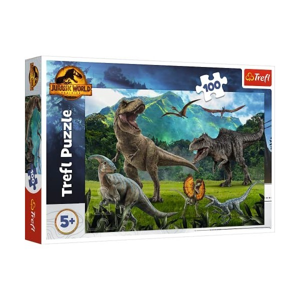 Trefl - Jurassic World : Dominion, Jurassic Park - Casse-tête 100 éléments - Casse-tête coloré avec des dinosaures, pour les 