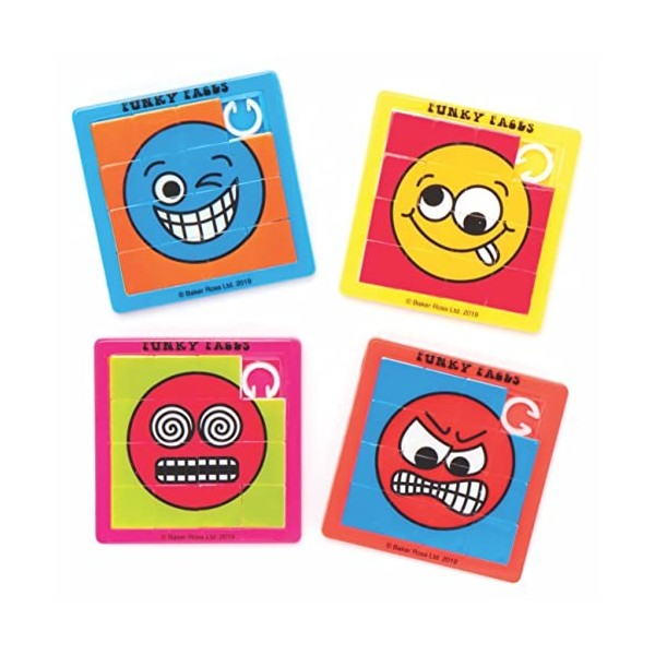 Baker Ross Puzzles à Glisser Visages rigolos Paquet de 6  - Mini Jouets pour Enfants