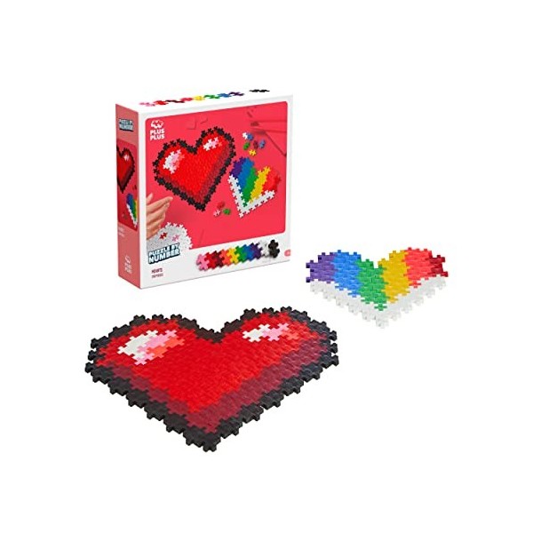 PLUS PLUS - Puzzle par numéro Cœurs de 250 pièces - Jeu de Construction - PP3911