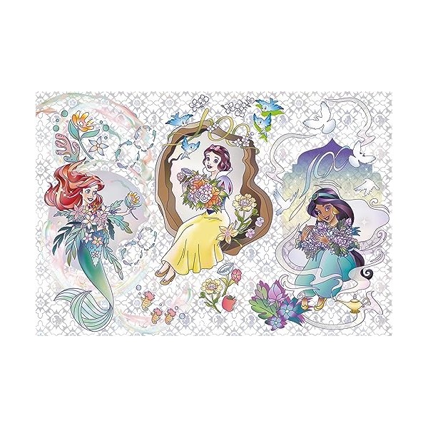 Lisciani - Puzzle Disney 100 DF Plus - 250 Pièces - Princesses - Double Face - 2 en 1 - Puzzle et Coloriage - 50 x 35 Cm - Po