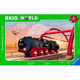 Ravensburger - Puzzle enfants - Cadre 15 pièces - Locomotive à vapeur / BRIO - Pour enfants fille ou garçon dès 3 ans - Puzzl