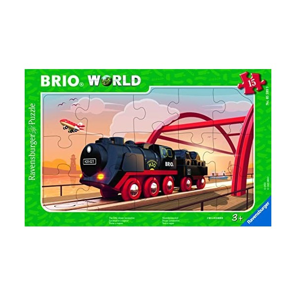 Ravensburger - Puzzle enfants - Cadre 15 pièces - Locomotive à vapeur / BRIO - Pour enfants fille ou garçon dès 3 ans - Puzzl