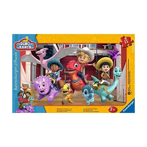 Ravensburger - Puzzle Enfant - Puzzle cadre 15 pièces - En route avec les Dino Rangers ! / Dino Ranch - Fille ou garçon dès 3