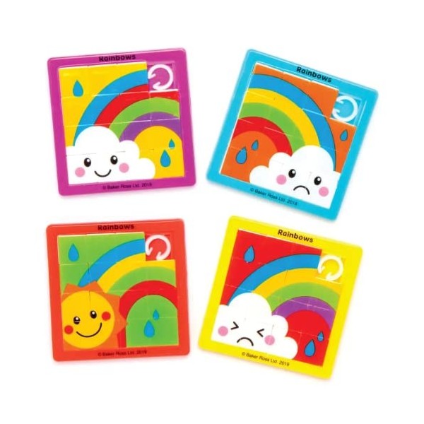 Baker Ross AT980 Puzzles Arc-en-Ciel à Faire Glisser - Mini Jouets pour Enfants Paquet de 6 