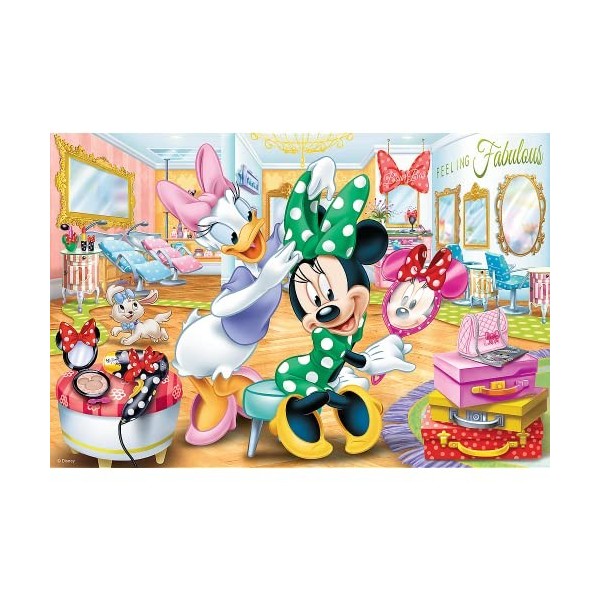 Trefl-100 Pièces pour Les Enfants à partir de 5 Ans Puzzle, 16387, Minnie dans Un Salon de beauté-Disney Minnie