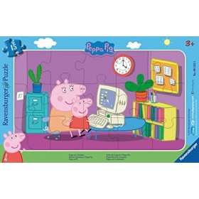 Ravensburger - Puzzle cadre 15 p - Devant lordinateur - Peppa Pig - Dès 3 ans - 06123