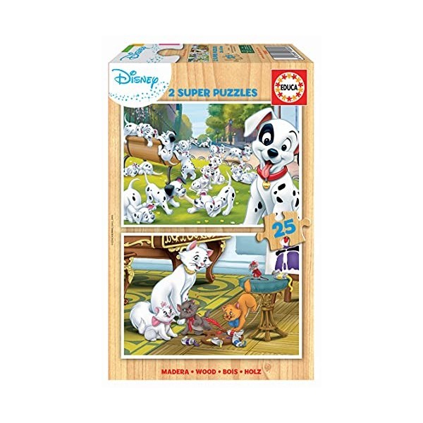 Educa - Super Puzzles. Disney Animals. 2 Puzzles Engant 25 pièces en Bois. Recommandé à partir de 3 Ans 18082 