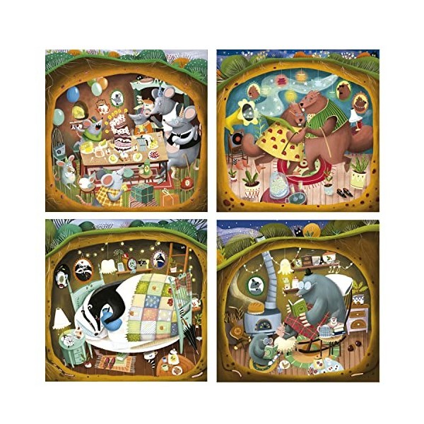 Educa - Ensemble de 4 Puzzles pour Enfants progressives de 12 à 25 pièces | par Kasandra Forest Stories. Mesures: 16 x 16 cm.