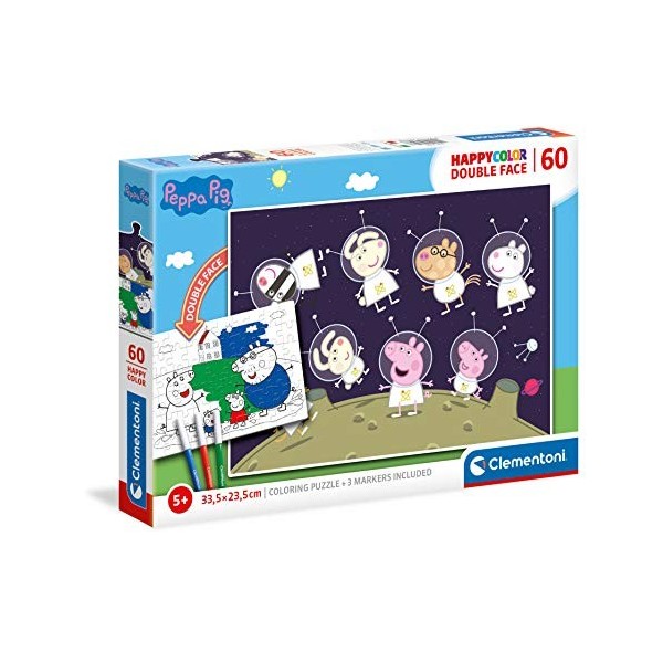 Clementoni Italy Peppa Pig-60 pièces Enfant-Puzzle à colorier-fabriqué en Italie, 5 Ans et Plus, 26096, No Color