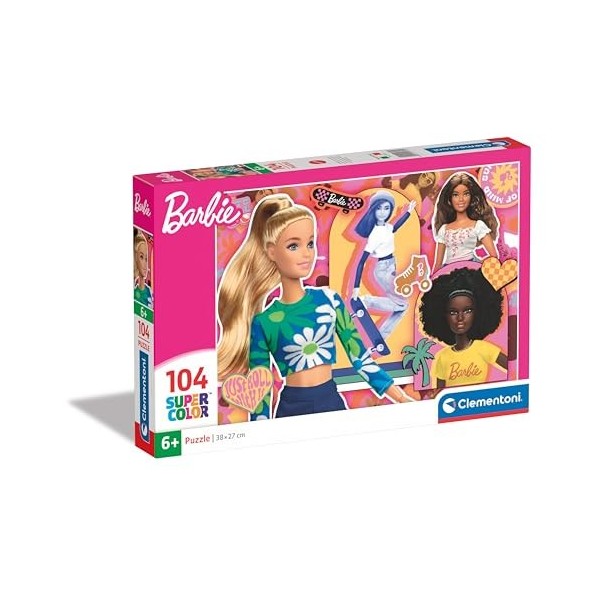 Clementoni Supercolor Barbie – 104 pièces Enfants 6 Ans, Puzzle Dessins animés, fabriqué en Italie, 25753, Multicolore