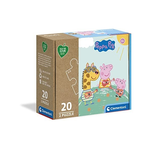 Clementoni- Puzzle Peppa Pig 2x20pzs Does Not Apply Supercolor Play for Future Pig-2x20 Enfants 3 Ans, Boîte De 2 20 Pièces 