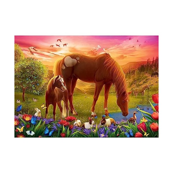 Trefl-Chevaux dans la Prairie-Puzzle 500 éléments-Puzzle pour Les Amoureux des Animaux, Chevaux, DIY, Amusement, Puzzles Clas