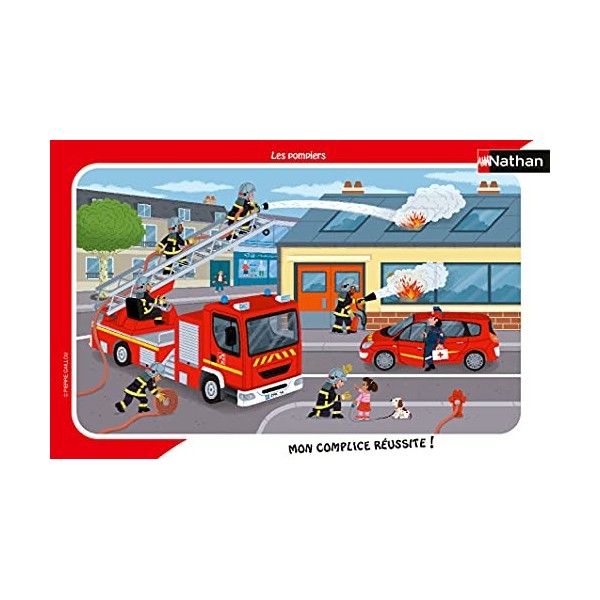 Nathan - Puzzle Enfant - Cadre 15 pièces - Les pompiers - Fille ou garçon dès 3 ans - Puzzle de qualité supérieure - Carton é