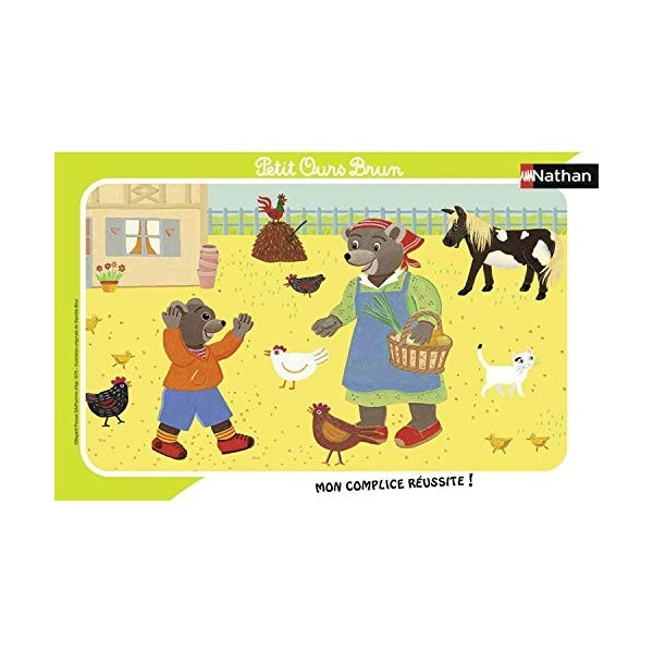 Nathan - Puzzle Enfant - Cadre 15 pièces - Petit Ours Brun à la ferme - Fille ou garçon dès 3 ans - Puzzle de qualité supérie