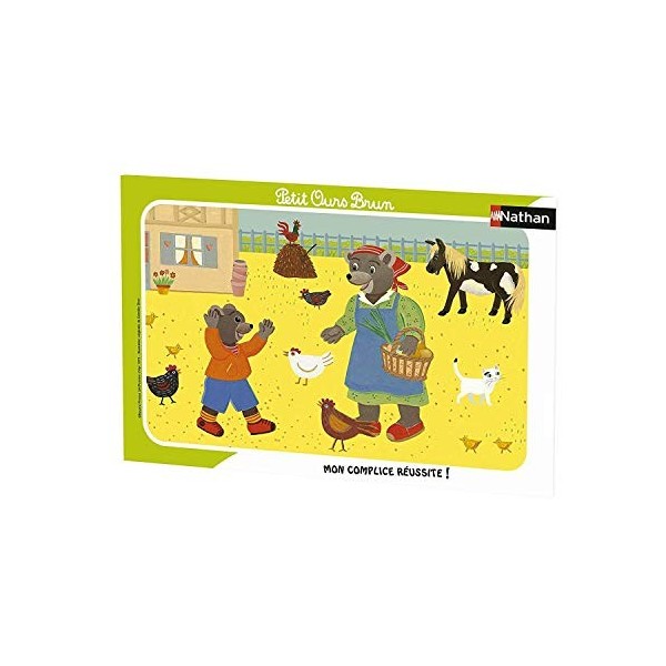 Nathan - Puzzle Enfant - Cadre 15 pièces - Petit Ours Brun à la ferme - Fille ou garçon dès 3 ans - Puzzle de qualité supérie