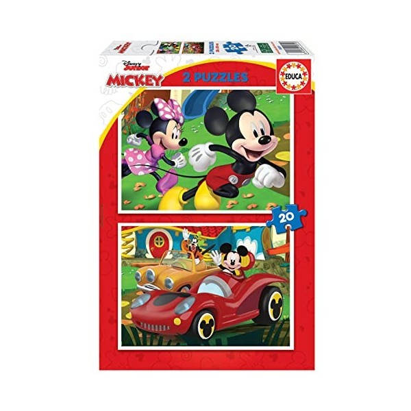 Educa - Mickey Mouse Fun House. Ensemble 2 Puzzles pour Enfants de 20 pièces. Puzzle pour Enfants Mickey avec de Grandes pièc