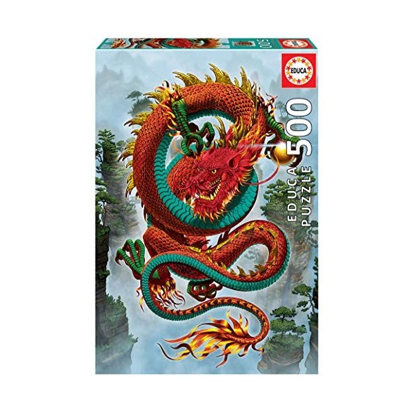 Educa - Puzzle de 500 pièces pour Enfants et Adultes | Le Dragon de la Bonne Fortune, Vincent HIE. Comprend Fix Puzzle Tail p