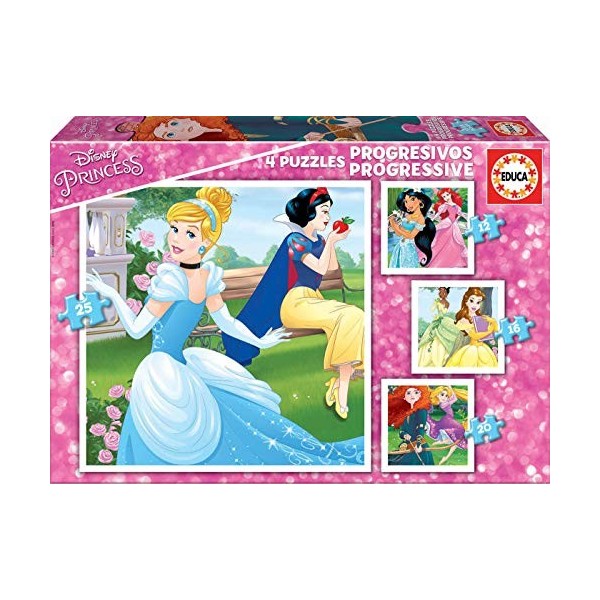 Educa - Disney Princess. 4 Puzzles Enfant Progressifs. +3 Ans. Ref. 17166