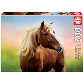 Educa - Puzzle de 500 pièces pour Enfants et Adultes Cheval au Lever du Soleil. Comprend Fix Puzzle Tail pour laccrocher Une