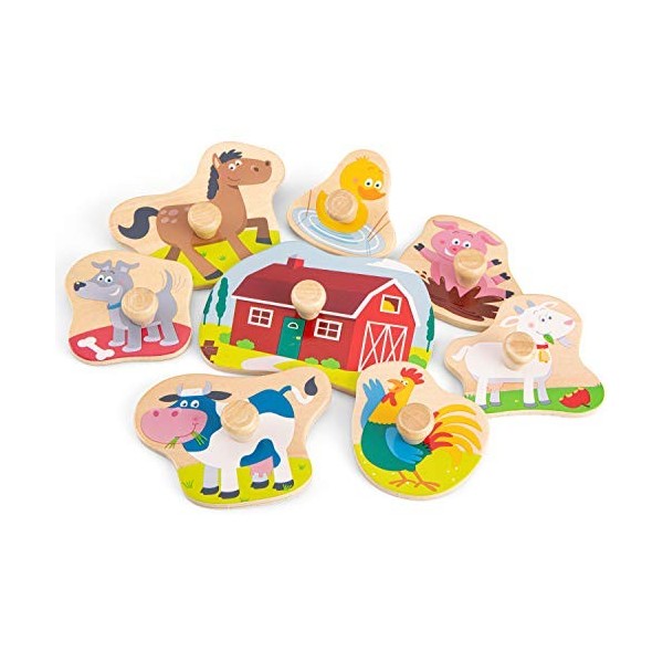 New Classic Toys- Puzzle Classique en Bois éducatif de la Ferme pour garçon et Fille de 2 Ans Multicolore, 10430