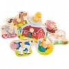 New Classic Toys- Puzzle Classique en Bois éducatif de la Ferme pour garçon et Fille de 2 Ans Multicolore, 10430