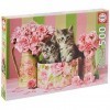 Educa - Puzzle de 500 pièces pour Enfants et Adultes. Chatons et Roses. Mesure: 48 x 34 cm. Comprend Fix Puzzle Tail pour la