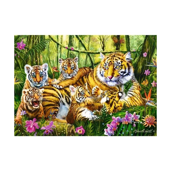 Trefl 500 Pièces Qualité Premium pour Adultes et Enfants à partir de 10 Ans Puzzle, 37350, Famille de Tigres