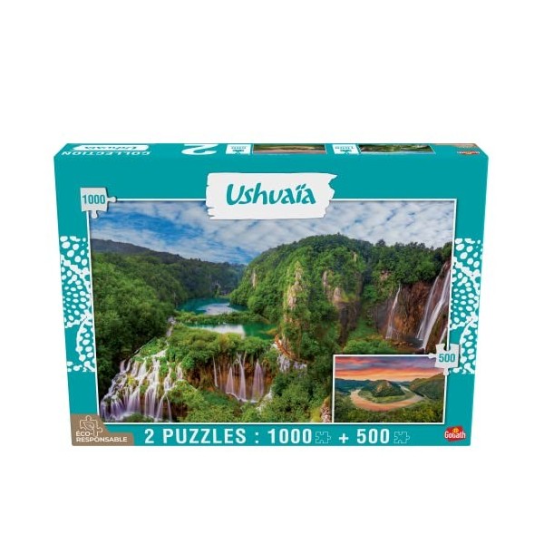 Goliath - Puzzle Adulte - Collection Ushuaïa - 2 Puzzles : Chutes de Plitvice Croatie - 1000 pièces et Lac Skadar Monteneg