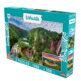 Goliath - Puzzle Adulte - Collection Ushuaïa - 2 Puzzles : Chutes de Plitvice Croatie - 1000 pièces et Lac Skadar Monteneg