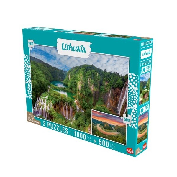 Goliath - Puzzle Adulte - Collection Ushuaïa - 2 Puzzles : Chutes de Plitvice Croatie - 1000 pièces et Lac Skadar Monteneg