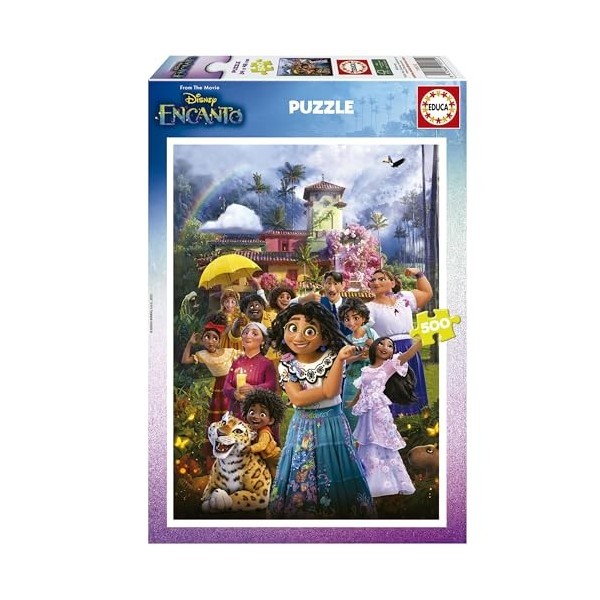Educa - Disney Encanto | 500 pièces Puzzle. Mesure : 34 x 48 cm. Comprend Fix Puzzle Tail pour laccrocher Une Fois lassembl