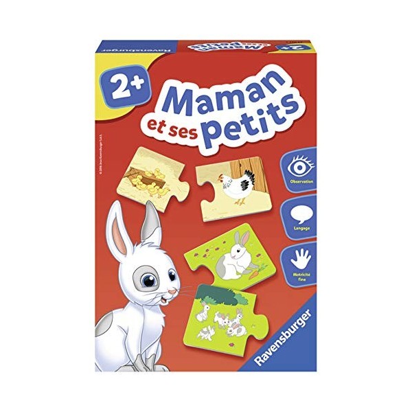 Ravensburger - Jeu Educatif - Maman et ses petits - Découverte des animaux - Premier jeu dassociation - Puzzle enfant Premie