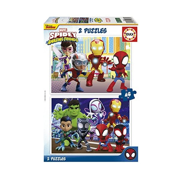 Educa - 2x48 Spidey & Amazing Friends | Ensemble de 2 Puzzles pour Enfants avec 48 pièces. Mesure Une Fois monté: 28 x 20 cm.