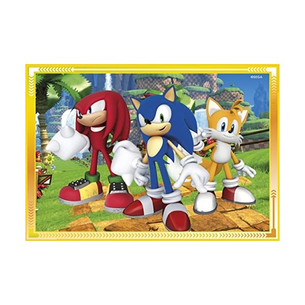 Clementoni Supercolor 4 in 1-Sonic Progressifs 12, 16, 20, 24 Pièces , Enfants 3 Ans, Puzzle Dessin Animé-Fabriqué en Italie