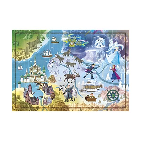 Clementoni Disney Maps Frozen-1000 Pièces-Puzzle, Divertissement pour Adultes-Fabriqué en Italie, 39784