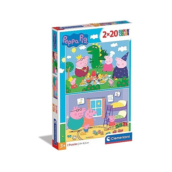 Clementoni Peppa Pig Pig-2x20 Enfant-boîte de 2 Puzzles 20 pièces -fabriqué en Italie, 3 Ans et Plus, 24778, No Color