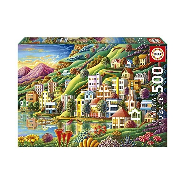 Educa - Port Caché | 500 pièces Puzzle. Mesure : 48 x 34 cm. Comprend Fix Puzzle Tail pour laccrocher Une Fois lassemblage 