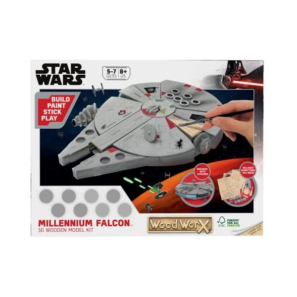 Wood Worx - Star Wars - Bébé Yoda - Jeu de Construction - Jeu Créatif - Pour Enfants à Partir de 8 Ans - Pièces en Bois - Maq