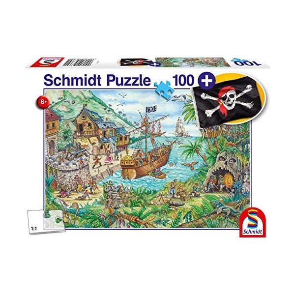 Schmidt Puzzle 100 pièces : dans la Baie aux Pirates, avec Drapeau