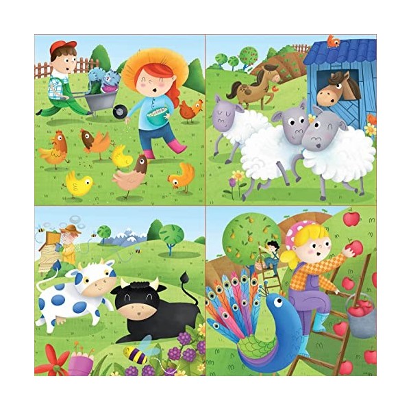 Educa - Animaux de la Ferme. 4 Puzzles Enfant Progressifs. +3 Ans. Ref. 17145