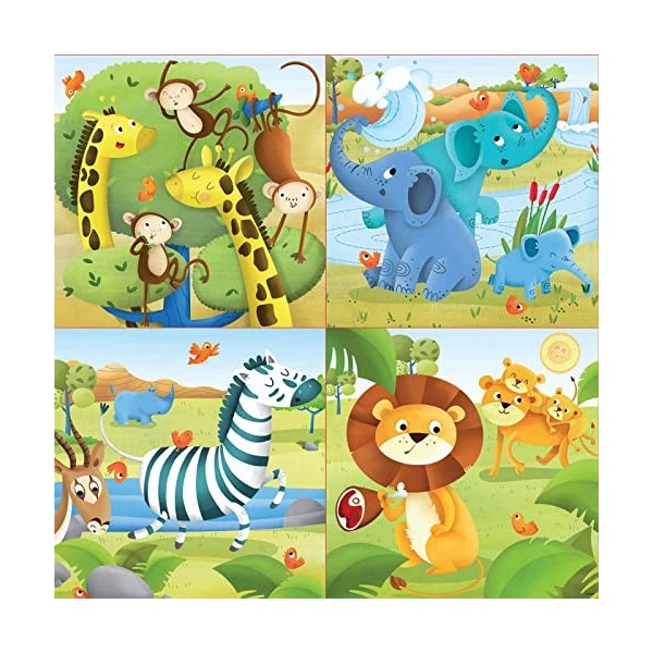 Educa - Animaux Sauvages. 4 Puzzles Enfant Progressives. +3 Ans. Ref. 17147